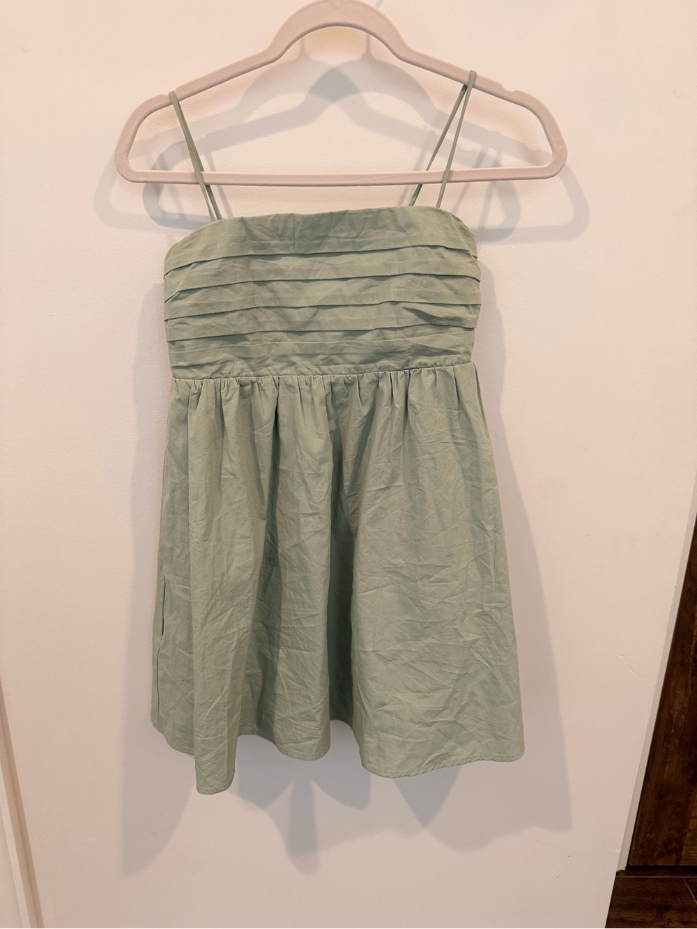 Altar'd State Sage Green Pleated Bodice Mini Dress